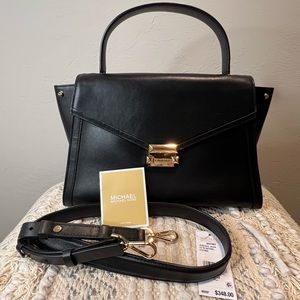 Authentic Michael Kors Black Large Satchel Purse Shoulder Crossbody Bag with Tag